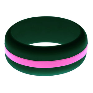 Mens Dark Green Silicone Ring with Hot Pink Changeable Color Band