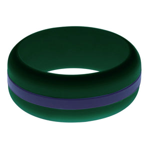 Mens Dark Green Silicone Ring with Navy Blue Changeable Color Band