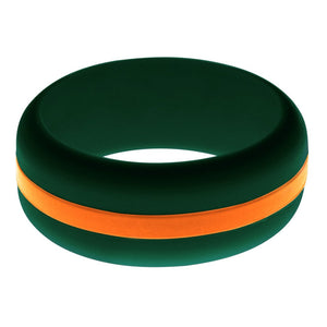 Mens Dark Green Silicone Ring with Orange Changeable Color Band