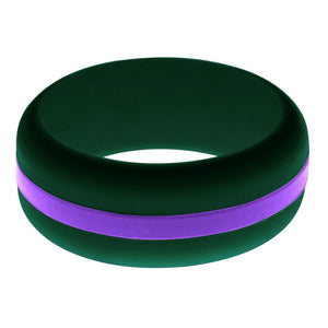 Mens Dark Green Silicone Ring with Purple Changeable Color Band