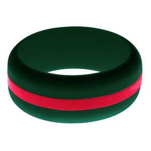 Mens Dark Green Silicone Ring with Red Changeable Color Band