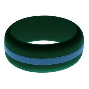 Mens Dark Green Silicone Ring with Steel Blue Changeable Color Band