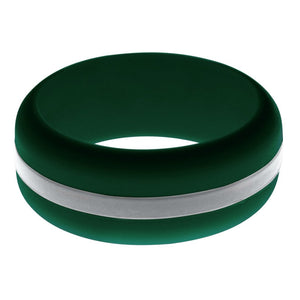 Mens Dark Green Silicone Ring with Silver Changeable Color Band