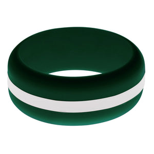 Mens Dark Green Silicone Ring with White Changeable Color Band