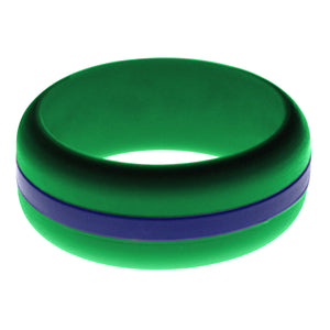 Mens Green Silicone Ring with Blue Changeable Color Band