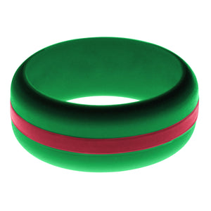 Mens Green Silicone Ring with Cardinal Red Changeable Color Band