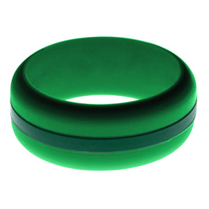 Mens Green Silicone Ring with Dark Green Changeable Color Band