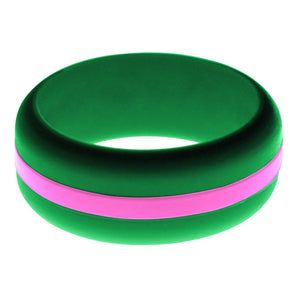 Mens Green Silicone Ring with Hot Pink Changeable Color Band