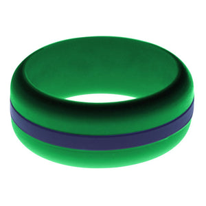 Mens Green Silicone Ring with Navy Blue Changeable Color Band
