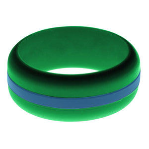 Mens Green Silicone Ring with Steel Blue Changeable Color Band