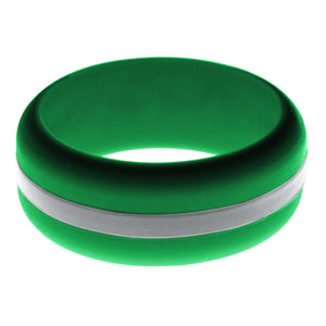 Mens Green Silicone Ring with Silver Changeable Color Band
