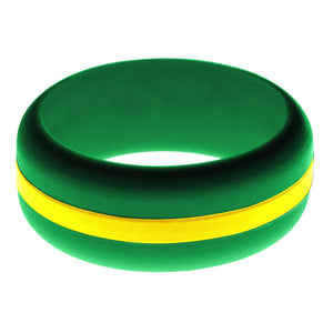 Mens Green Silicone Ring with Yellow Changeable Color Band