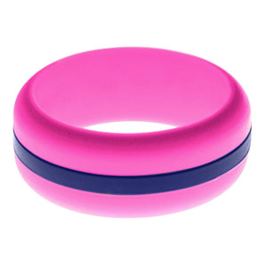 Mens Hot Pink Silicone Ring with Blue Changeable Color Band