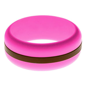 Mens Hot Pink Silicone Ring with Brown Changeable Color Band