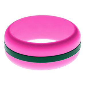 Mens Hot Pink Silicone Ring with Dark Green Changeable Color Band