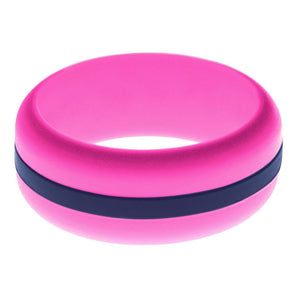 Mens Hot Pink Silicone Ring with Navy Blue Changeable Color Band