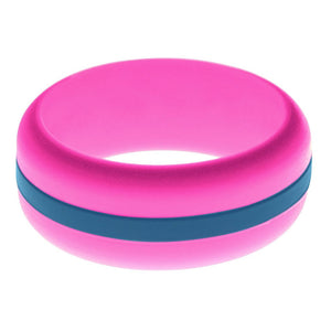 Mens Hot Pink Silicone Ring with Steel Blue Changeable Color Band