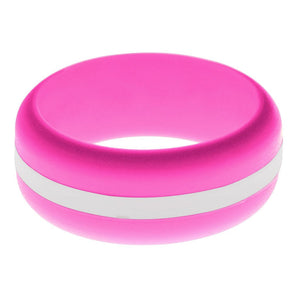 Mens Hot Pink Silicone Ring with White Changeable Color Band