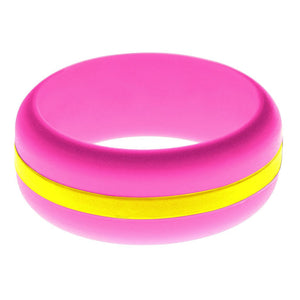 Mens Hot Pink Silicone Ring with Yellow Changeable Color Band