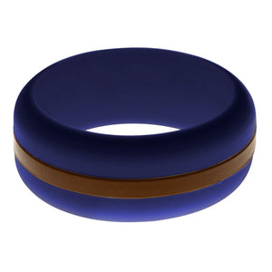 Mens Navy Blue Silicone Ring With Brown Changeable Color Band 