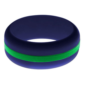 Mens Navy Blue Silicone Ring With Green Changeable Color Band 