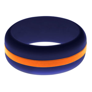 Mens Navy Blue Silicone Ring With Orange Changeable Color Band 