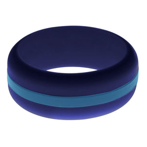 Mens Navy Blue Silicone Ring With Steel Blue Changeable Color Band 