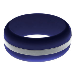 Mens Navy Blue Silicone Ring With Silver Changeable Color Band 