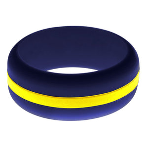 Mens Navy Blue Silicone Ring With Yellow Changeable Color Band 