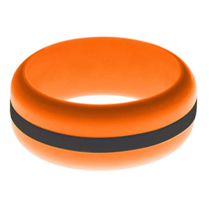 Mens Orange Silicone Ring with Black Changeable Color Band
