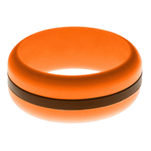 Mens Orange Silicone Ring with Brown Changeable Color Band