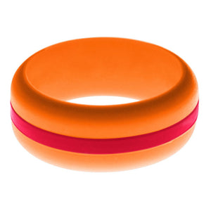Mens Orange Silicone Ring with Red Changeable Color Band