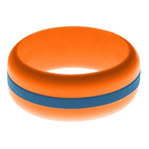 Mens Orange Silicone Ring with Steel Blue Changeable Color Band