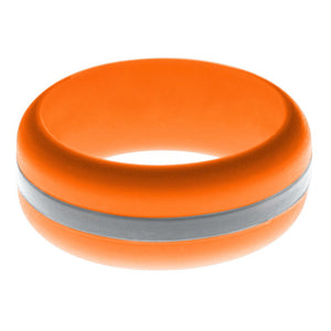 Mens Orange Silicone Ring with Silver Changeable Color Band