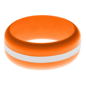 Mens Orange Silicone Ring with White Changeable Color Band