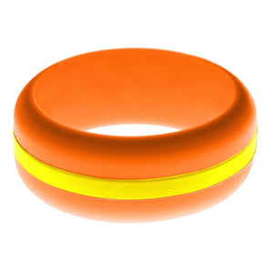 Mens Orange Silicone Ring with Yellow Changeable Color Band