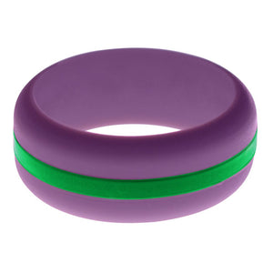 Mens Purple Silicone Ring with Green Changeable Color Band