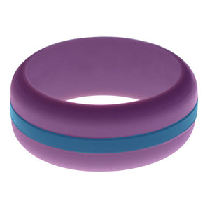 Mens Purple Silicone Ring with Steel Blue Changeable Color Band