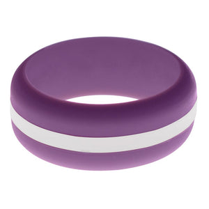 Mens Purple Silicone Ring with White Changeable Color Band