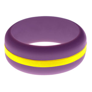 Mens Purple Silicone Ring with Yellow Changeable Color Band
