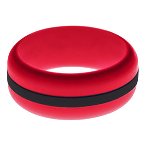 Mens Red Silicone Ring with Black Changeable Color Band