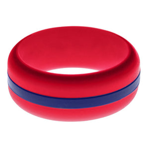 Mens Red Silicone Ring with Blue Changeable Color Band