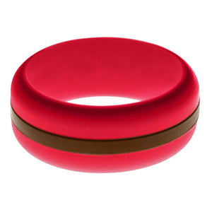 Mens Red Silicone Ring with Brown Changeable Color Band