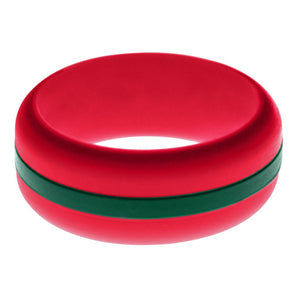 Mens Red Silicone Ring with Dark Green Changeable Color Band