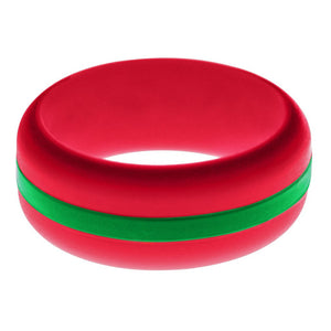 Mens Red Silicone Ring with Green Changeable Color Band