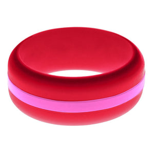 Mens Red Silicone Ring with Hot Pink Changeable Color Band