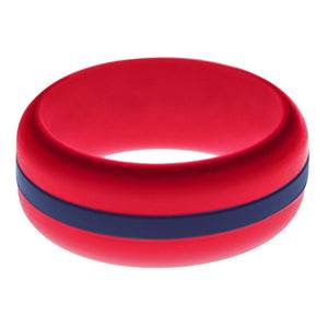 Mens Red Silicone Ring with Navy Blue Changeable Color Band