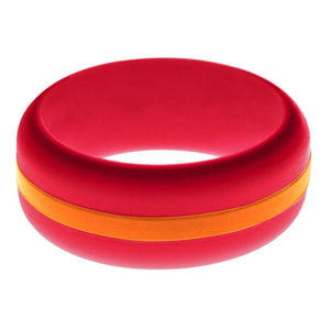 Mens Red Silicone Ring with Orange Changeable Color Band