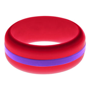 Mens Red Silicone Ring with Purple Changeable Color Band
