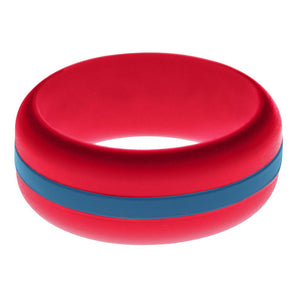Mens Red Silicone Ring with Steel Blue Changeable Color Band